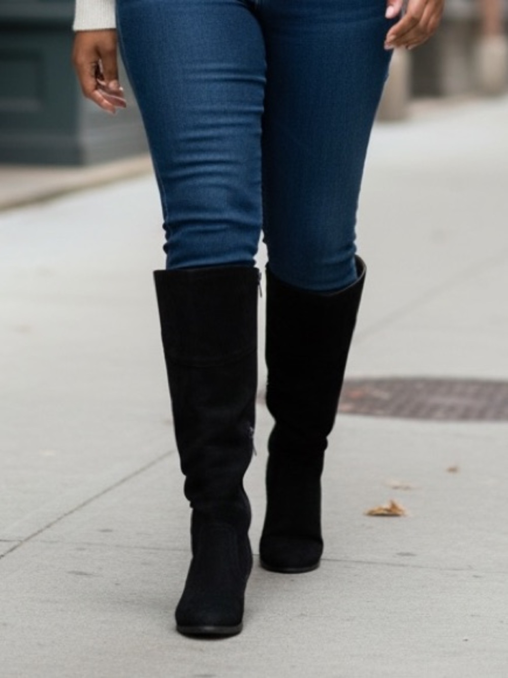 NWT - Women's Suede Riding Boot w/ Wide Calf - Black